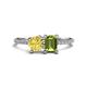 1 - Elyse 6.00 mm Cushion Shape Lab Created Yellow Sapphire and 7x5 mm Emerald Shape Peridot 2 Stone Duo Ring 