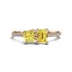 1 - Elyse 6.00 mm Cushion Shape and 7x5 mm Emerald Shape Lab Created Yellow Sapphire 2 Stone Duo Ring 