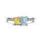 1 - Elyse 6.00 mm Cushion Shape Lab Created Yellow Sapphire and 7x5 mm Emerald Shape Aquamarine 2 Stone Duo Ring 