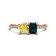 1 - Elyse 6.00 mm Cushion Shape Lab Created Yellow Sapphire and 7x5 mm Emerald Shape London Blue Topaz 2 Stone Duo Ring 