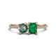 1 - Elyse 6.00 mm Cushion Shape Lab Created Alexandrite and 7x5 mm Emerald Shape Lab Created Emerald 2 Stone Duo Ring 