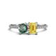 1 - Elyse 6.00 mm Cushion Shape Lab Created Alexandrite and 7x5 mm Emerald Shape Lab Created Yellow Sapphire 2 Stone Duo Ring 