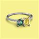 2 - Elyse 6.00 mm Cushion Shape Lab Created Alexandrite and 7x5 mm Emerald Shape Lab Created Yellow Sapphire 2 Stone Duo Ring 