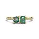 1 - Elyse 6.00 mm Cushion Shape and 7x5 mm Emerald Shape Lab Created Alexandrite 2 Stone Duo Ring 