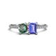 1 - Elyse 6.00 mm Cushion Shape Lab Created Alexandrite and 7x5 mm Emerald Shape Tanzanite 2 Stone Duo Ring 