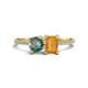 1 - Elyse 6.00 mm Cushion Shape Lab Created Alexandrite and 7x5 mm Emerald Shape Citrine 2 Stone Duo Ring 
