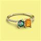 2 - Elyse 6.00 mm Cushion Shape Lab Created Alexandrite and 7x5 mm Emerald Shape Citrine 2 Stone Duo Ring 