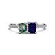 1 - Elyse 6.00 mm Cushion Shape Lab Created Alexandrite and 7x5 mm Emerald Shape Lab Created Blue Sapphire 2 Stone Duo Ring 