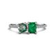 1 - Elyse 6.00 mm Cushion Shape Lab Created Alexandrite and 7x5 mm Emerald Shape Lab Created Emerald 2 Stone Duo Ring 