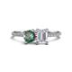 1 - Elyse 6.00 mm Cushion Shape Lab Created Alexandrite and 7x5 mm Emerald Shape White Sapphire 2 Stone Duo Ring 