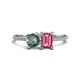 1 - Elyse 6.00 mm Cushion Shape Lab Created Alexandrite and 7x5 mm Emerald Shape Pink Tourmaline 2 Stone Duo Ring 