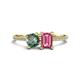 1 - Elyse 6.00 mm Cushion Shape Lab Created Alexandrite and 7x5 mm Emerald Shape Pink Tourmaline 2 Stone Duo Ring 