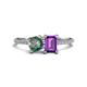 1 - Elyse 6.00 mm Cushion Shape Lab Created Alexandrite and 7x5 mm Emerald Shape Amethyst 2 Stone Duo Ring 