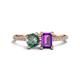 1 - Elyse 6.00 mm Cushion Shape Lab Created Alexandrite and 7x5 mm Emerald Shape Amethyst 2 Stone Duo Ring 