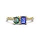 1 - Elyse 6.00 mm Cushion Shape Lab Created Alexandrite and 7x5 mm Emerald Shape Iolite 2 Stone Duo Ring 