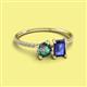 2 - Elyse 6.00 mm Cushion Shape Lab Created Alexandrite and 7x5 mm Emerald Shape Iolite 2 Stone Duo Ring 