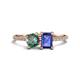 1 - Elyse 6.00 mm Cushion Shape Lab Created Alexandrite and 7x5 mm Emerald Shape Iolite 2 Stone Duo Ring 