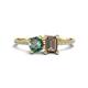 1 - Elyse 6.00 mm Cushion Shape Lab Created Alexandrite and 7x5 mm Emerald Shape Smoky Quartz 2 Stone Duo Ring 