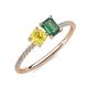 3 - Elyse 6.00 mm Cushion Shape Lab Created Yellow Sapphire and 7x5 mm Emerald Shape Lab Created Alexandrite 2 Stone Duo Ring 