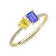 3 - Elyse 6.00 mm Cushion Shape Lab Created Yellow Sapphire and 7x5 mm Emerald Shape Tanzanite 2 Stone Duo Ring 