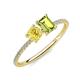 3 - Elyse 6.00 mm Cushion Shape Lab Created Yellow Sapphire and 7x5 mm Emerald Shape Peridot 2 Stone Duo Ring 