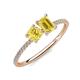 3 - Elyse 6.00 mm Cushion Shape and 7x5 mm Emerald Shape Lab Created Yellow Sapphire 2 Stone Duo Ring 