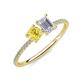 3 - Elyse 6.00 mm Cushion Shape Lab Created Yellow Sapphire and 7x5 mm Emerald Shape White Sapphire 2 Stone Duo Ring 