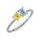 3 - Elyse 6.00 mm Cushion Shape Lab Created Yellow Sapphire and 7x5 mm Emerald Shape Aquamarine 2 Stone Duo Ring 