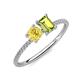 3 - Elyse 6.00 mm Cushion Shape Lab Created Yellow Sapphire and 7x5 mm Emerald Shape Peridot 2 Stone Duo Ring 