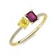 3 - Elyse 6.00 mm Cushion Shape Lab Created Yellow Sapphire and 7x5 mm Emerald Shape Rhodolite Garnet 2 Stone Duo Ring 