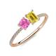 3 - Elyse 6.00 mm Cushion Shape Lab Created Pink Sapphire and 7x5 mm Emerald Shape Lab Created Yellow Sapphire 2 Stone Duo Ring 
