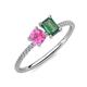 3 - Elyse 6.00 mm Cushion Shape Lab Created Pink Sapphire and 7x5 mm Emerald Shape Lab Created Alexandrite 2 Stone Duo Ring 