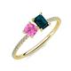 3 - Elyse 6.00 mm Cushion Shape Lab Created Pink Sapphire and 7x5 mm Emerald Shape London Blue Topaz 2 Stone Duo Ring 