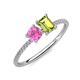 3 - Elyse 6.00 mm Cushion Shape Lab Created Pink Sapphire and 7x5 mm Emerald Shape Peridot 2 Stone Duo Ring 