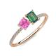 3 - Elyse 6.00 mm Cushion Shape Lab Created Pink Sapphire and 7x5 mm Emerald Shape Lab Created Alexandrite 2 Stone Duo Ring 
