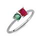 3 - Elyse 6.00 mm Cushion Shape Lab Created Alexandrite and 7x5 mm Emerald Shape Lab Created Ruby 2 Stone Duo Ring 