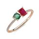 3 - Elyse 6.00 mm Cushion Shape Lab Created Alexandrite and 7x5 mm Emerald Shape Lab Created Ruby 2 Stone Duo Ring 