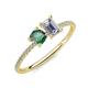 3 - Elyse 6.00 mm Cushion Shape Lab Created Alexandrite and GIA Certified 7x5 mm Emerald Shape Diamond 2 Stone Duo Ring 