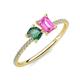 3 - Elyse 6.00 mm Cushion Shape Lab Created Alexandrite and 7x5 mm Emerald Shape Lab Created Pink Sapphire 2 Stone Duo Ring 