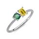 3 - Elyse 6.00 mm Cushion Shape Lab Created Alexandrite and 7x5 mm Emerald Shape Lab Created Yellow Sapphire 2 Stone Duo Ring 