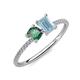 3 - Elyse 6.00 mm Cushion Shape Lab Created Alexandrite and 7x5 mm Emerald Shape Aquamarine 2 Stone Duo Ring 