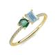 3 - Elyse 6.00 mm Cushion Shape Lab Created Alexandrite and 7x5 mm Emerald Shape Aquamarine 2 Stone Duo Ring 