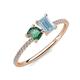 3 - Elyse 6.00 mm Cushion Shape Lab Created Alexandrite and 7x5 mm Emerald Shape Aquamarine 2 Stone Duo Ring 