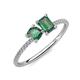 3 - Elyse 6.00 mm Cushion Shape and 7x5 mm Emerald Shape Lab Created Alexandrite 2 Stone Duo Ring 