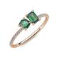 3 - Elyse 6.00 mm Cushion Shape and 7x5 mm Emerald Shape Lab Created Alexandrite 2 Stone Duo Ring 