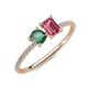 3 - Elyse 6.00 mm Cushion Shape Lab Created Alexandrite and 7x5 mm Emerald Shape Pink Tourmaline 2 Stone Duo Ring 