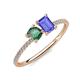 3 - Elyse 6.00 mm Cushion Shape Lab Created Alexandrite and 7x5 mm Emerald Shape Tanzanite 2 Stone Duo Ring 
