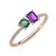 3 - Elyse 6.00 mm Cushion Shape Lab Created Alexandrite and 7x5 mm Emerald Shape Amethyst 2 Stone Duo Ring 