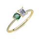 3 - Elyse 6.00 mm Cushion Shape Lab Created Alexandrite and 7x5 mm Emerald Shape White Sapphire 2 Stone Duo Ring 