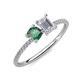 3 - Elyse 6.00 mm Cushion Shape Lab Created Alexandrite and 7x5 mm Emerald Shape White Sapphire 2 Stone Duo Ring 